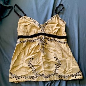 Silk leaf print spaghetti strap blouse